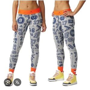 Adidas StellaSport Blue and Orange Graphic Leggings